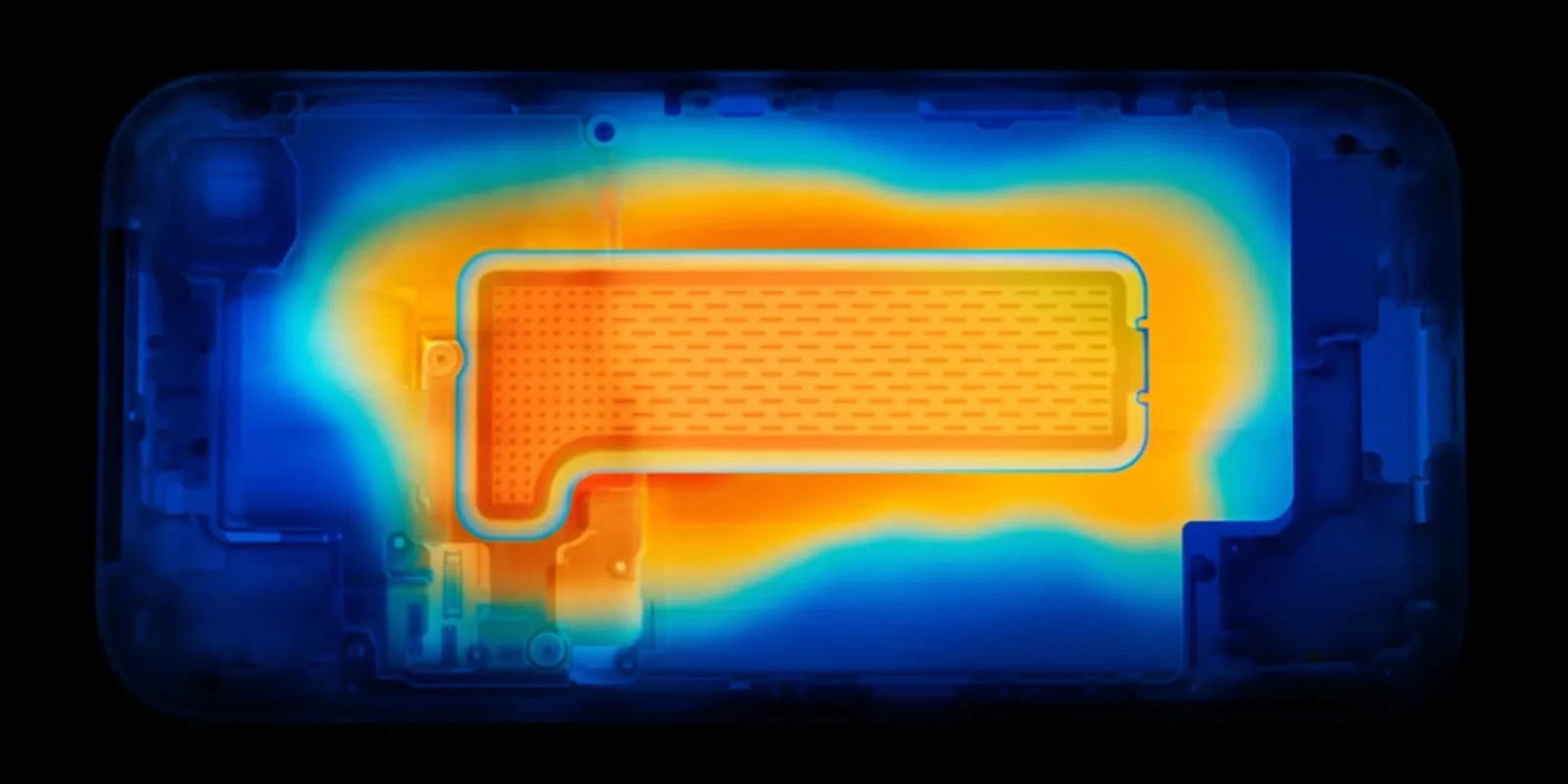محفظه بخار آیفون ۱۷ پرو (تصویر دوربین حرارتی)